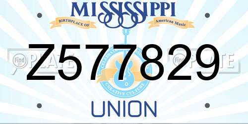 Z577829 Mississippi License Plate