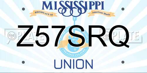 Z57SRQ Mississippi License Plate