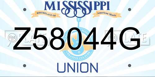 Z58044G Mississippi License Plate