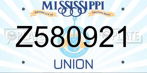 Z580921 Mississippi License Plate