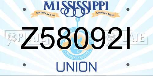 Z58092I Mississippi License Plate