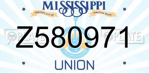 Z580971 Mississippi License Plate