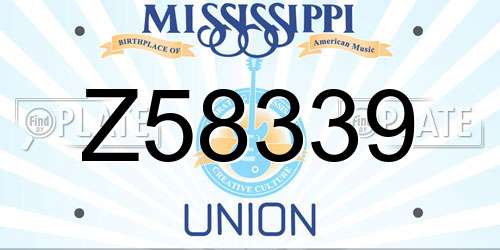 Z58339 Mississippi License Plate