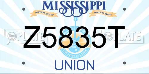 Z5835T Mississippi License Plate