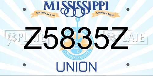Z5835Z Mississippi License Plate