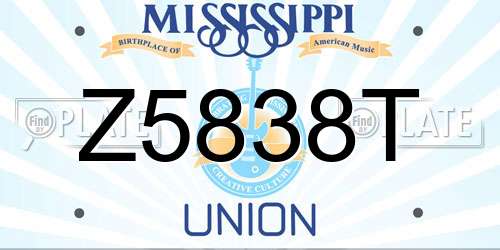 Z5838T Mississippi License Plate
