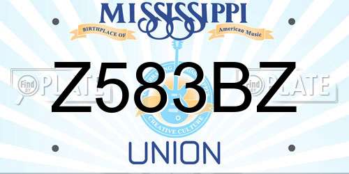 Z583BZ Mississippi License Plate