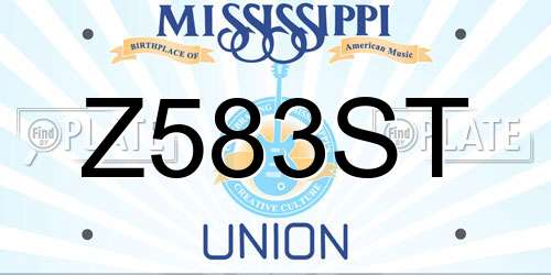 Z583ST Mississippi License Plate