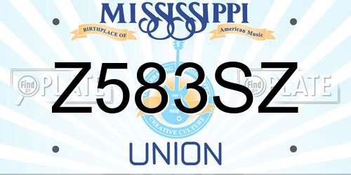 Z583SZ Mississippi License Plate