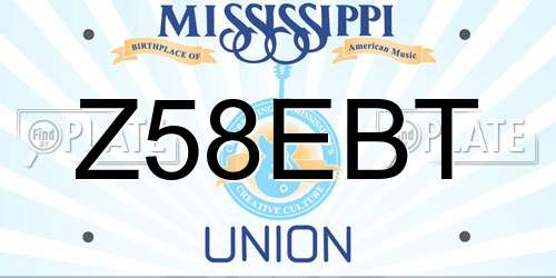 Z58EBT Mississippi License Plate