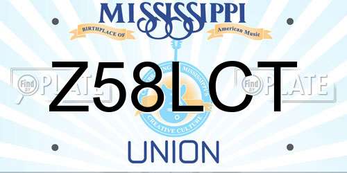 Z58LCT Mississippi License Plate