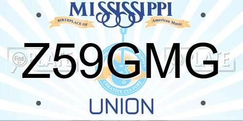 Z59GMG Mississippi License Plate