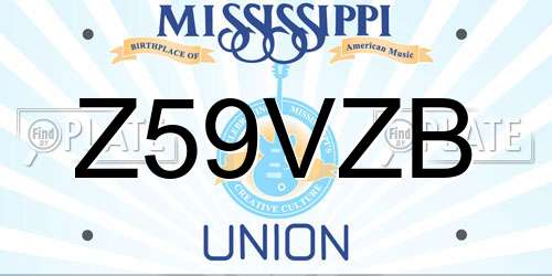 Z59VZB Mississippi License Plate