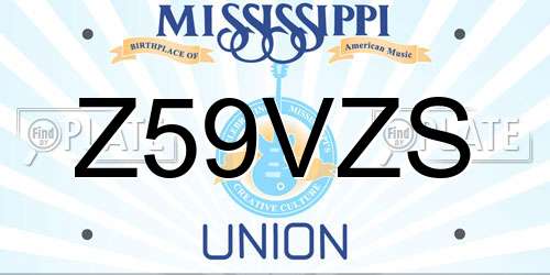 Z59VZS Mississippi License Plate