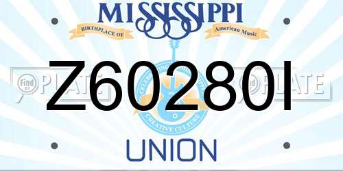 Z60280I Mississippi License Plate