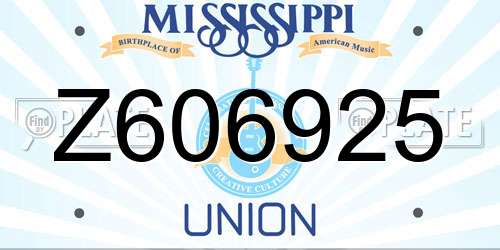 Z606925 Mississippi License Plate