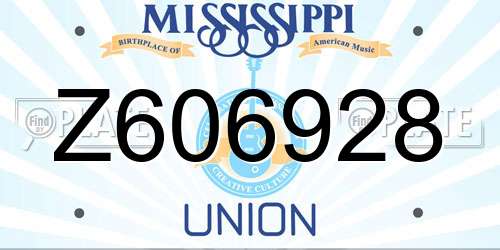 Z606928 Mississippi License Plate