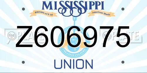Z606975 Mississippi License Plate
