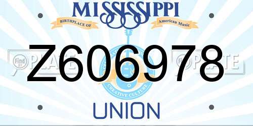 Z606978 Mississippi License Plate