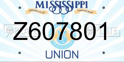 Z607801 Mississippi License Plate