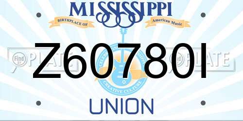 Z60780I Mississippi License Plate