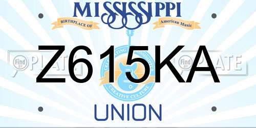 Z615KA Mississippi License Plate