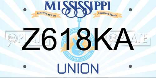 Z618KA Mississippi License Plate