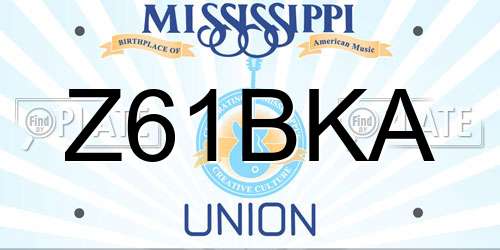 Z61BKA Mississippi License Plate