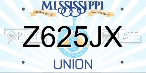 Z625JX Mississippi License Plate
