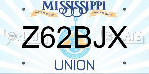 Z62BJX Mississippi License Plate