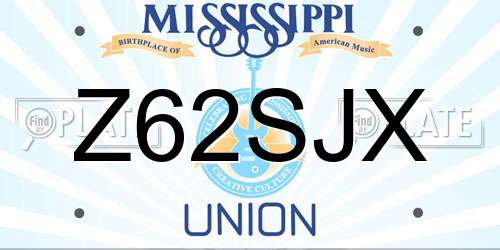 Z62SJX Mississippi License Plate