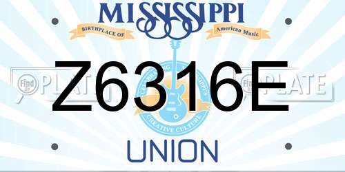 Z6316E Mississippi License Plate