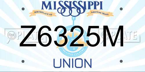 Z6325M Mississippi License Plate