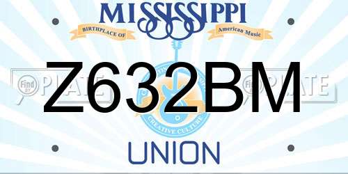 Z632BM Mississippi License Plate