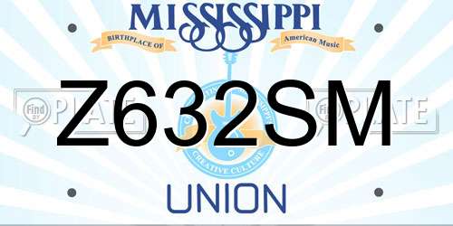 Z632SM Mississippi License Plate