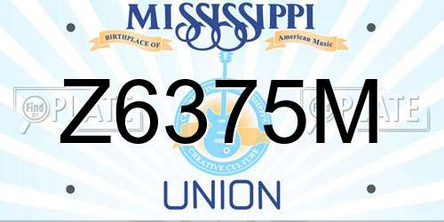 Z6375M Mississippi License Plate