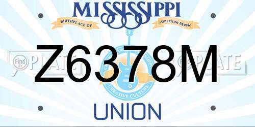 Z6378M Mississippi License Plate