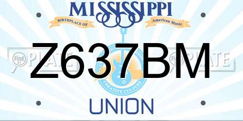 Z637BM Mississippi License Plate