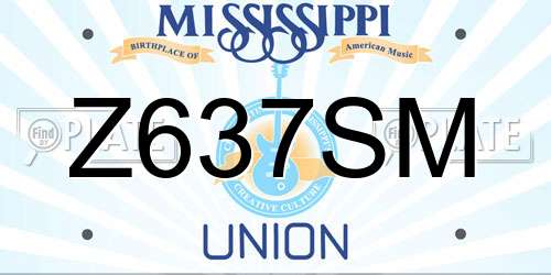 Z637SM Mississippi License Plate