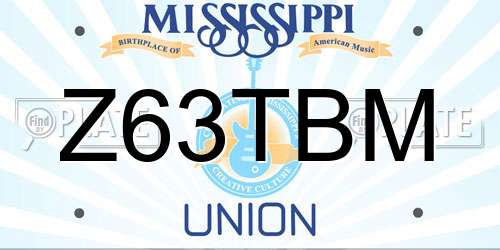 Z63TBM Mississippi License Plate