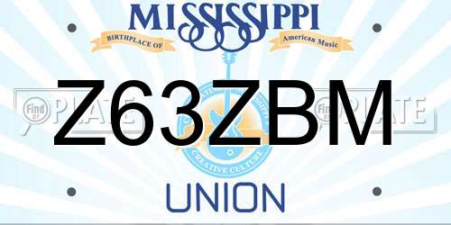 Z63ZBM Mississippi License Plate