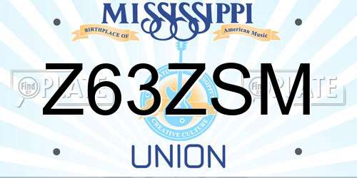 Z63ZSM Mississippi License Plate
