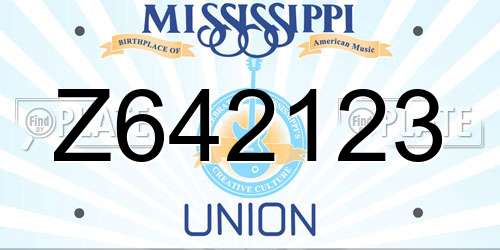 Z642123 Mississippi License Plate