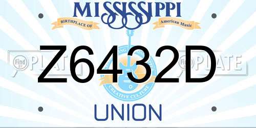 Z6432D Mississippi License Plate