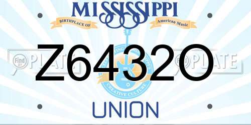 Z6432O Mississippi License Plate