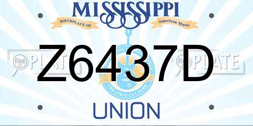 Z6437D Mississippi License Plate