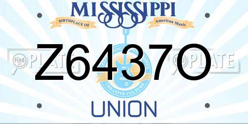 Z6437O Mississippi License Plate