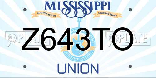 Z643TO Mississippi License Plate