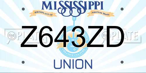 Z643ZD Mississippi License Plate