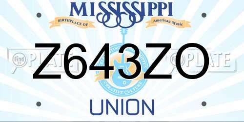 Z643ZO Mississippi License Plate